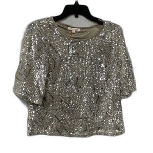 Skies are Blue Silver Sequin Polyester Glitter Disco Y2K Blouse Size S
